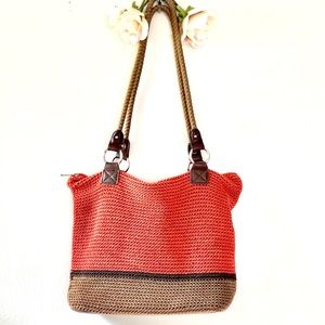 Lina Orange Brown Crochet Shoulder Bag